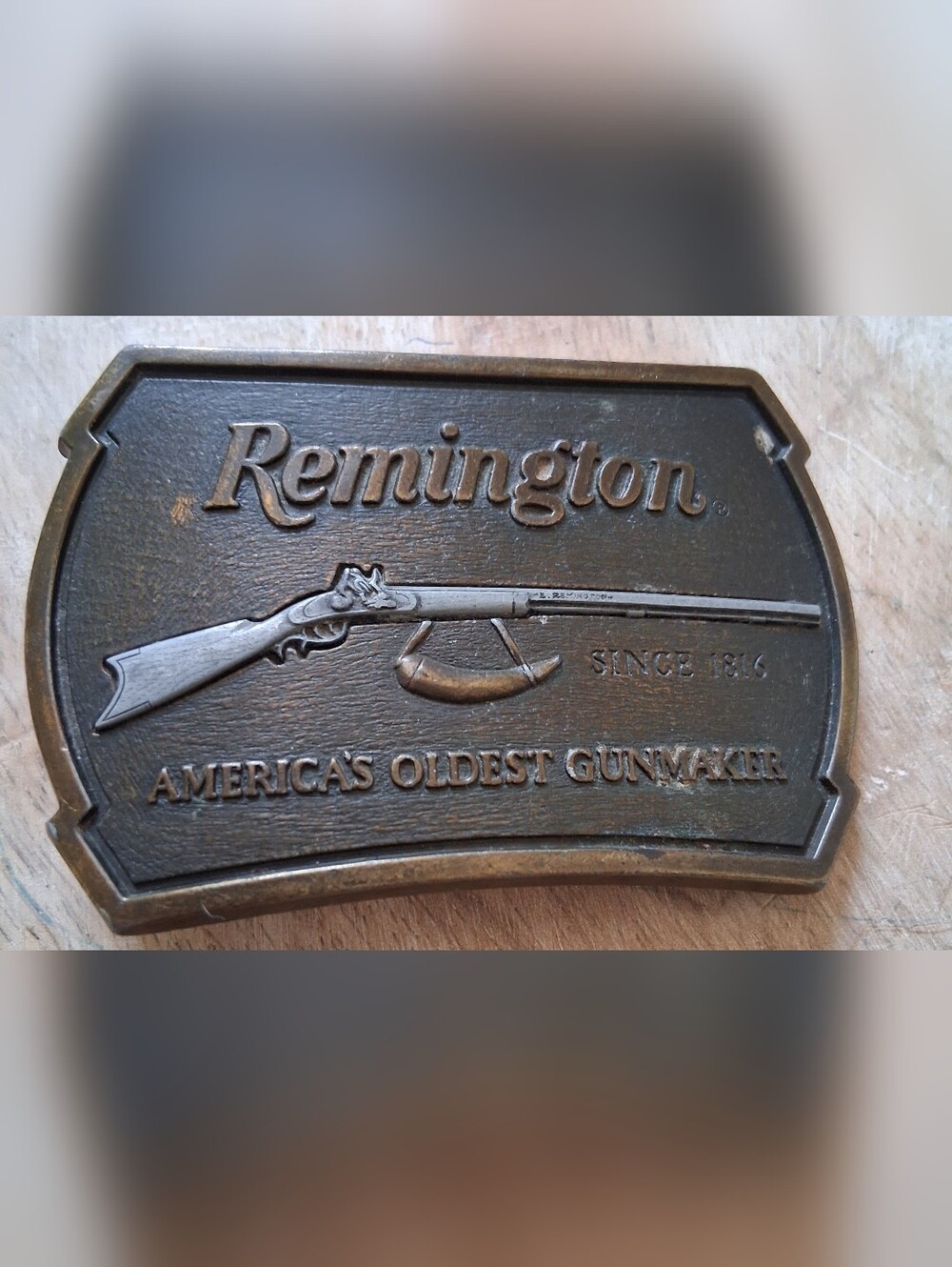 Vintage Remington 1816 flinklock rifle Bronze-Tone Belt Buckle